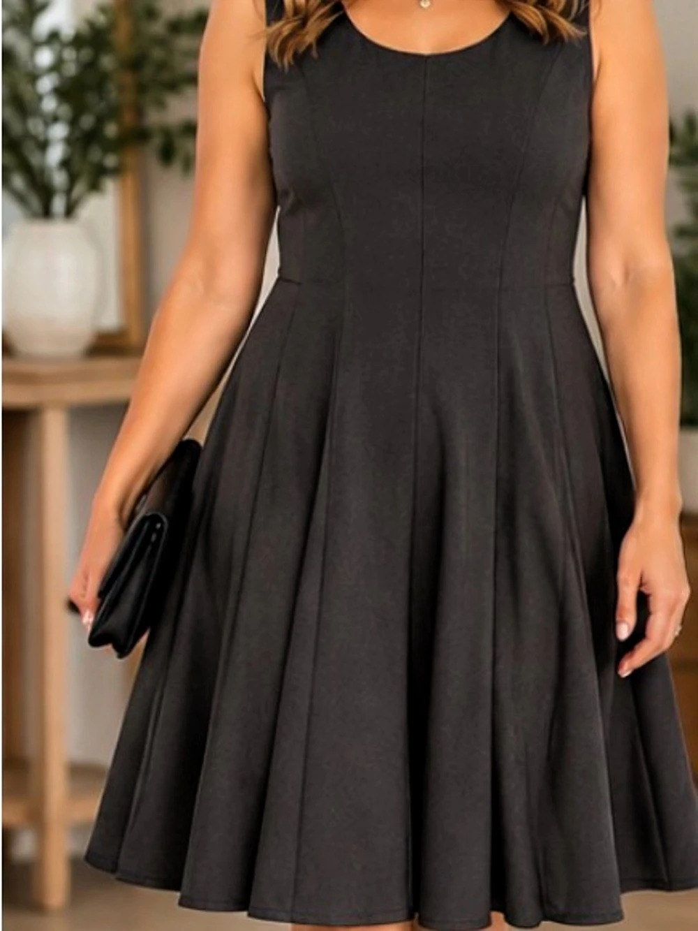 21” ptp Jessica London Fit & Flare Midi Dress Black Size 14 Like New